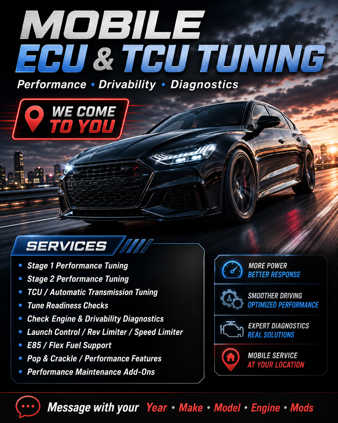 Mobile ECU and TCU tuning promotional graphic